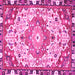 Square Machine Washable Medallion Pink Traditional Rug, wshtr525pnk