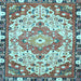 Square Medallion Light Blue Traditional Rug, tr525lblu