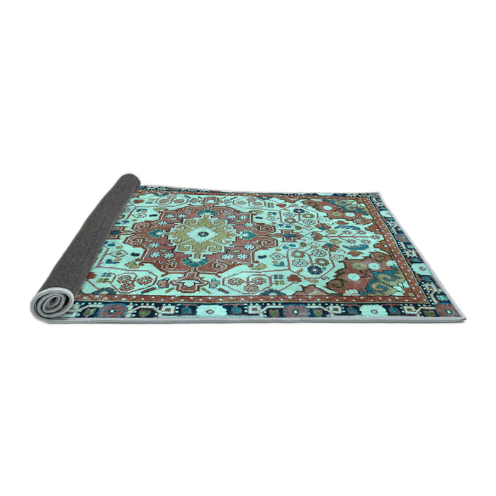 Sideview of Medallion Light Blue Traditional Rug, tr525lblu