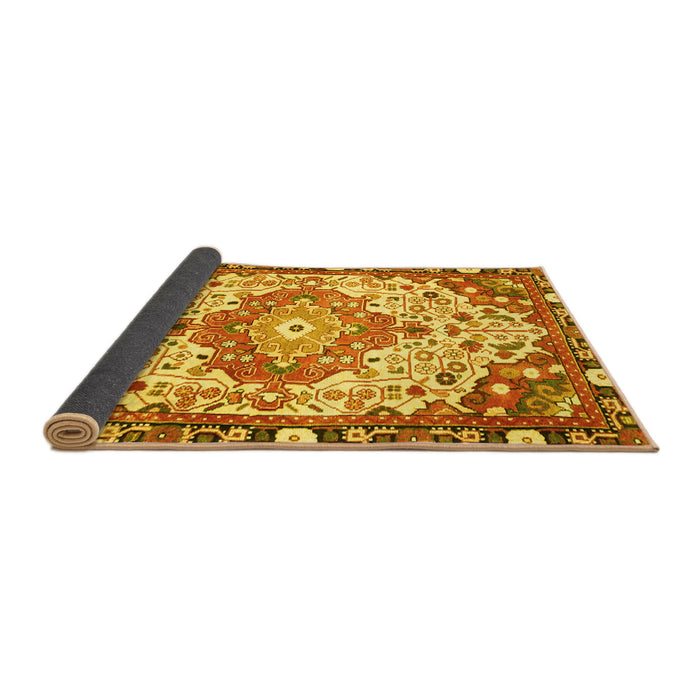 Sideview of Medallion Yellow Traditional Rug, tr525yw