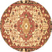 Round Medallion Brown Traditional Rug, tr525brn