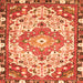 Round Machine Washable Medallion Orange Traditional Area Rugs, wshtr525org