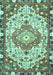 Machine Washable Medallion Turquoise Traditional Area Rugs, wshtr525turq