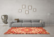 Machine Washable Medallion Orange Traditional Area Rugs in a Living Room, wshtr525org