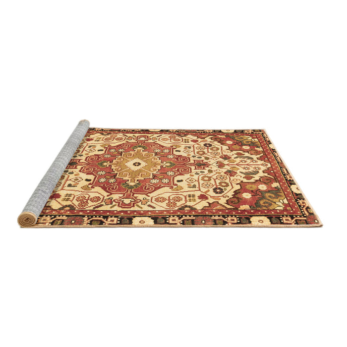 Sideview of Machine Washable Medallion Brown Traditional Rug, wshtr525brn