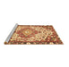 Sideview of Machine Washable Medallion Brown Traditional Rug, wshtr525brn