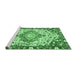 Sideview of Machine Washable Medallion Emerald Green Traditional Area Rugs, wshtr525emgrn