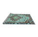 Sideview of Machine Washable Medallion Light Blue Traditional Rug, wshtr525lblu