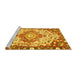 Sideview of Machine Washable Medallion Yellow Traditional Rug, wshtr525yw