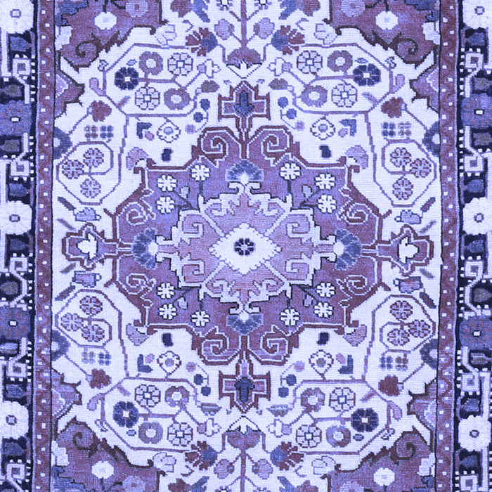 Machine Washable Medallion Blue Traditional Rug, wshtr525blu
