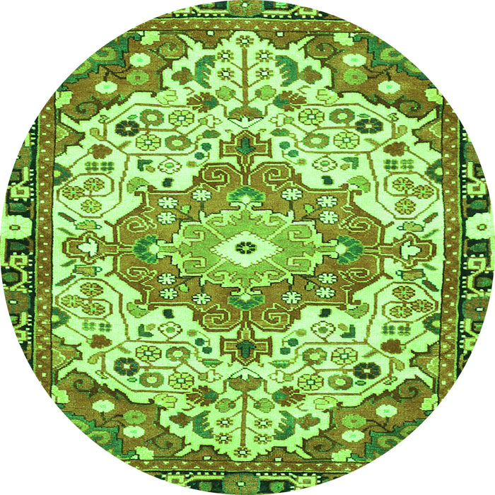 Square Medallion Green Traditional Rug, tr525grn