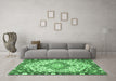 Machine Washable Medallion Emerald Green Traditional Area Rugs in a Living Room,, wshtr525emgrn