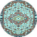 Round Medallion Light Blue Traditional Rug, tr525lblu