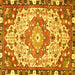 Square Machine Washable Medallion Yellow Traditional Rug, wshtr525yw