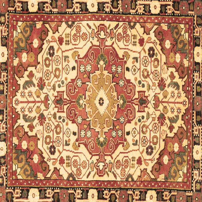 Square Machine Washable Medallion Brown Traditional Rug, wshtr525brn