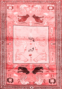 Animal Red Traditional Rug, tr526red