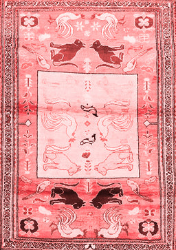Animal Red Traditional Area Rugs