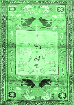 Animal Emerald Green Traditional Rug, tr526emgrn