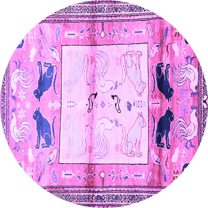 Round Animal Purple Traditional Rug, tr526pur