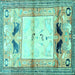 Square Animal Turquoise Traditional Rug, tr526turq