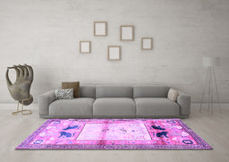 Machine Washable Animal Purple Traditional Area Rugs in a Living Room, wshtr526pur