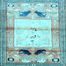 Square Animal Light Blue Traditional Rug, tr526lblu