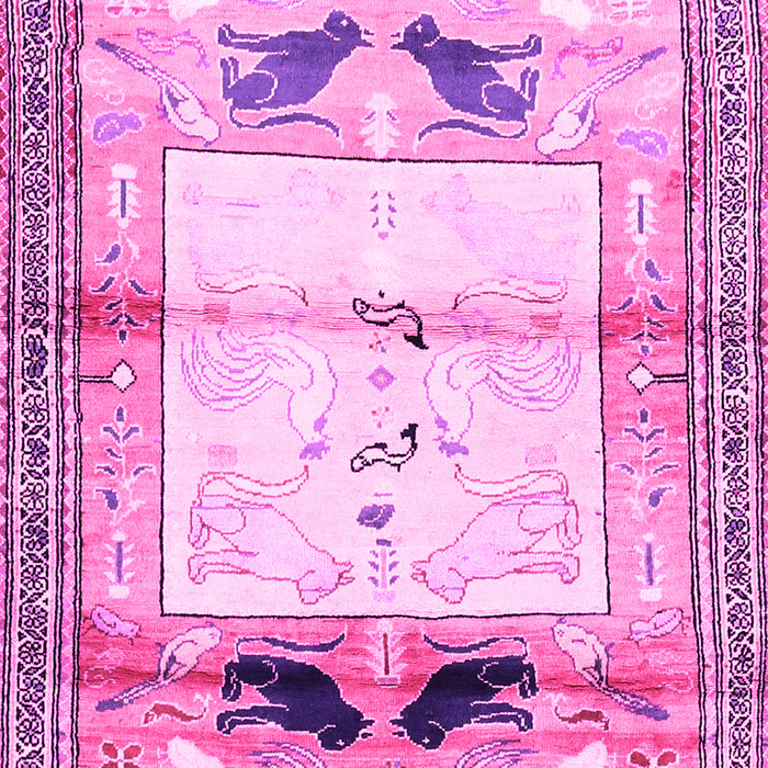 Machine Washable Animal Pink Traditional Rug, wshtr526pnk