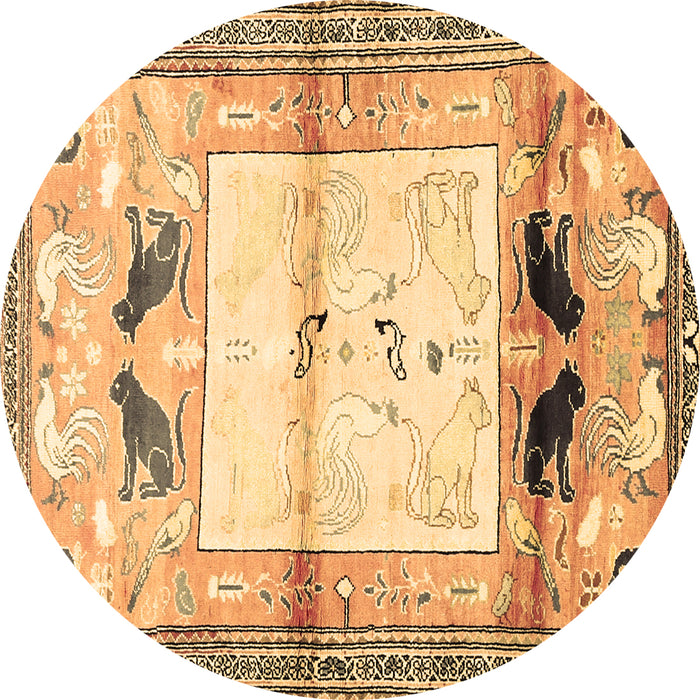 Round Machine Washable Animal Brown Traditional Rug, wshtr526brn
