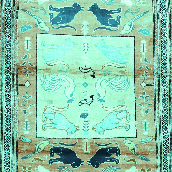 Machine Washable Animal Turquoise Traditional Area Rugs, wshtr526turq