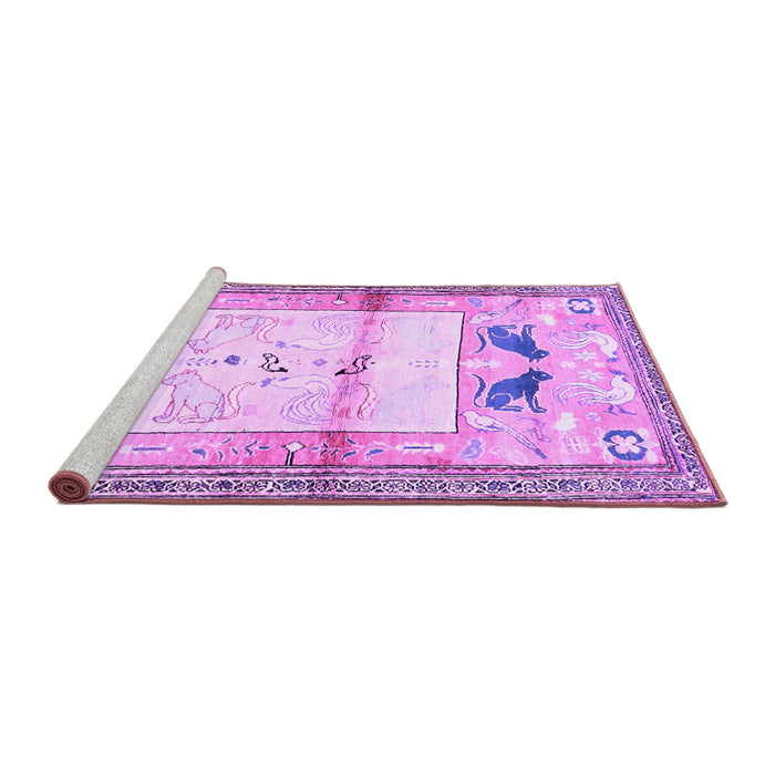Sideview of Machine Washable Animal Purple Traditional Area Rugs, wshtr526pur
