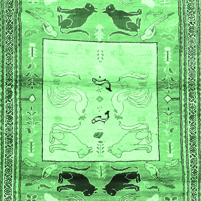 Machine Washable Animal Emerald Green Traditional Area Rugs, wshtr526emgrn