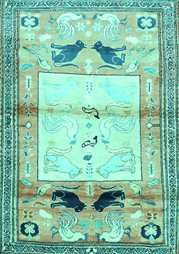 Animal Turquoise Traditional Rug, tr526turq