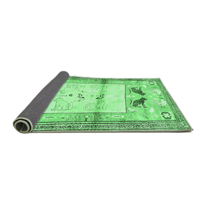 Sideview of Animal Emerald Green Traditional Rug, tr526emgrn
