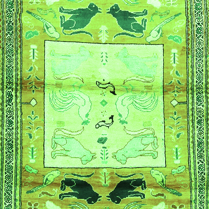 Animal Green Traditional Rug, tr526grn
