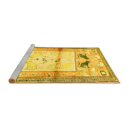 Sideview of Machine Washable Animal Yellow Traditional Rug, wshtr526yw