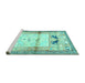 Sideview of Machine Washable Animal Turquoise Traditional Area Rugs, wshtr526turq