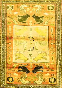 Animal Yellow Traditional Rug, tr526yw