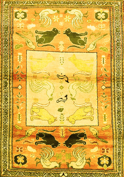 Animal Yellow Traditional Rug, tr526yw