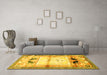 Machine Washable Animal Yellow Traditional Rug in a Living Room, wshtr526yw