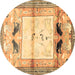 Round Animal Brown Traditional Rug, tr526brn