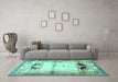 Machine Washable Animal Turquoise Traditional Area Rugs in a Living Room,, wshtr526turq