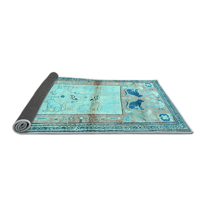 Sideview of Animal Light Blue Traditional Rug, tr526lblu