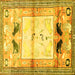 Square Animal Yellow Traditional Rug, tr526yw