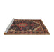 Sideview of Machine Washable Traditional Orange Brown Rug, wshtr527