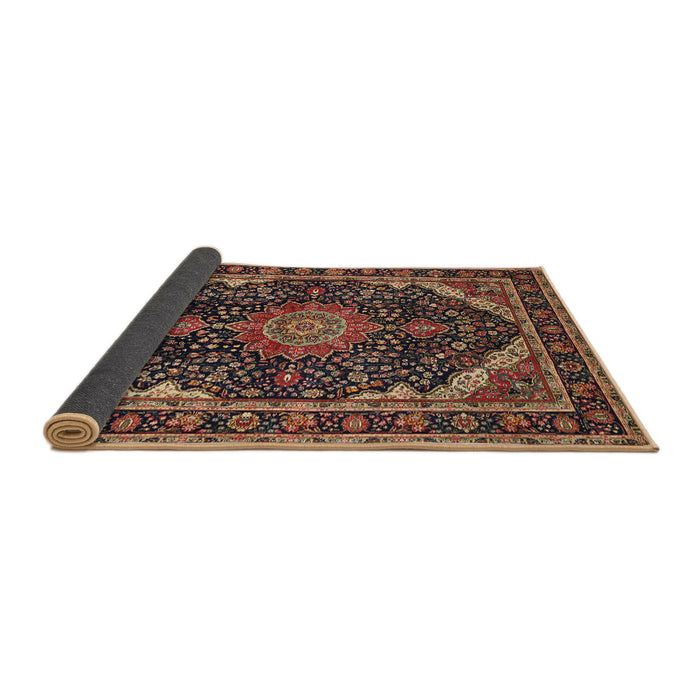 Sideview of Traditional Orange Brown Medallion Rug, tr527