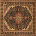 Square Machine Washable Medallion Brown Traditional Rug, wshtr527brn