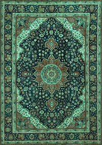 Medallion Turquoise Traditional Rug, tr527turq