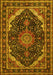 Machine Washable Medallion Yellow Traditional Rug, wshtr527yw