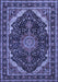 Machine Washable Medallion Blue Traditional Rug, wshtr527blu