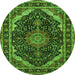 Machine Washable Medallion Green Traditional Area Rugs, wshtr527grn